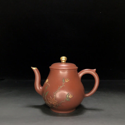 vintage chinese yixing purple clay teapot zisha ceremony carving Collectible art