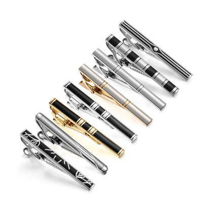 Tie Clips 8Pcs Copper Short Pins Set W/ Gift Box Accessories Men Shirt Cufflinks