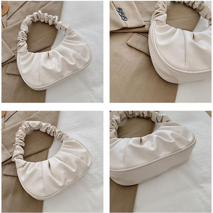 Summer Pleated Synthetic Leather Bags Leisure Bag Shopping Shoulder Handbag 1 PC