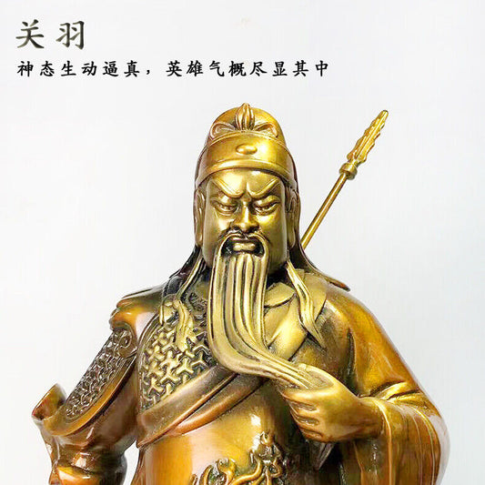 54cm, BRASS copper GuanGong Guan Yu Gong,great Buddha Warrior God wealth Statue