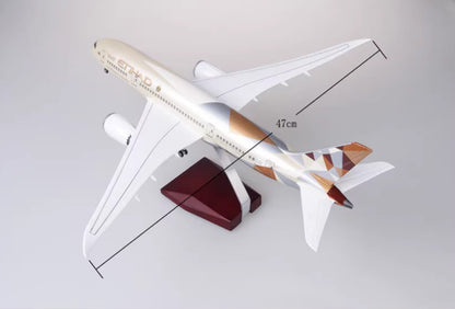 1:130 43CM ETIHAD BOEING 787 Passenger Plane Landing Gear Resin Aircraft Model