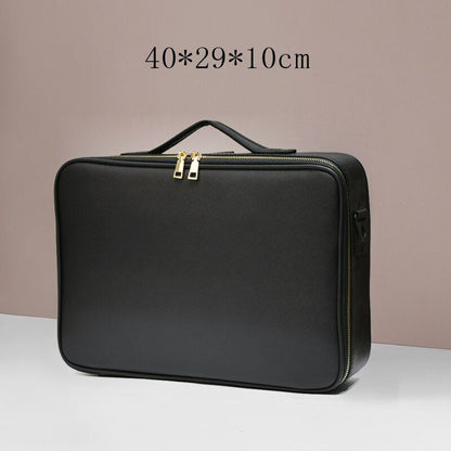 Leather Clapboard Cosmetic Bag Professional Make Up Case Large Traveling Insert