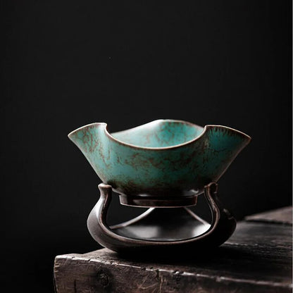 Ceramic Turquoise Glaze Tea Strainers Coarse Pottery Tea Leaf Spice Filter