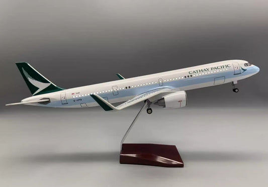 47CM 1:95 CATHAY PACIFIC AIRBUS A321NEO Airplane Led Sound Light Resin Model