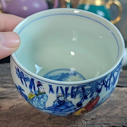 chinese jingdezhen porcelain blue and white tea cup ：scholar