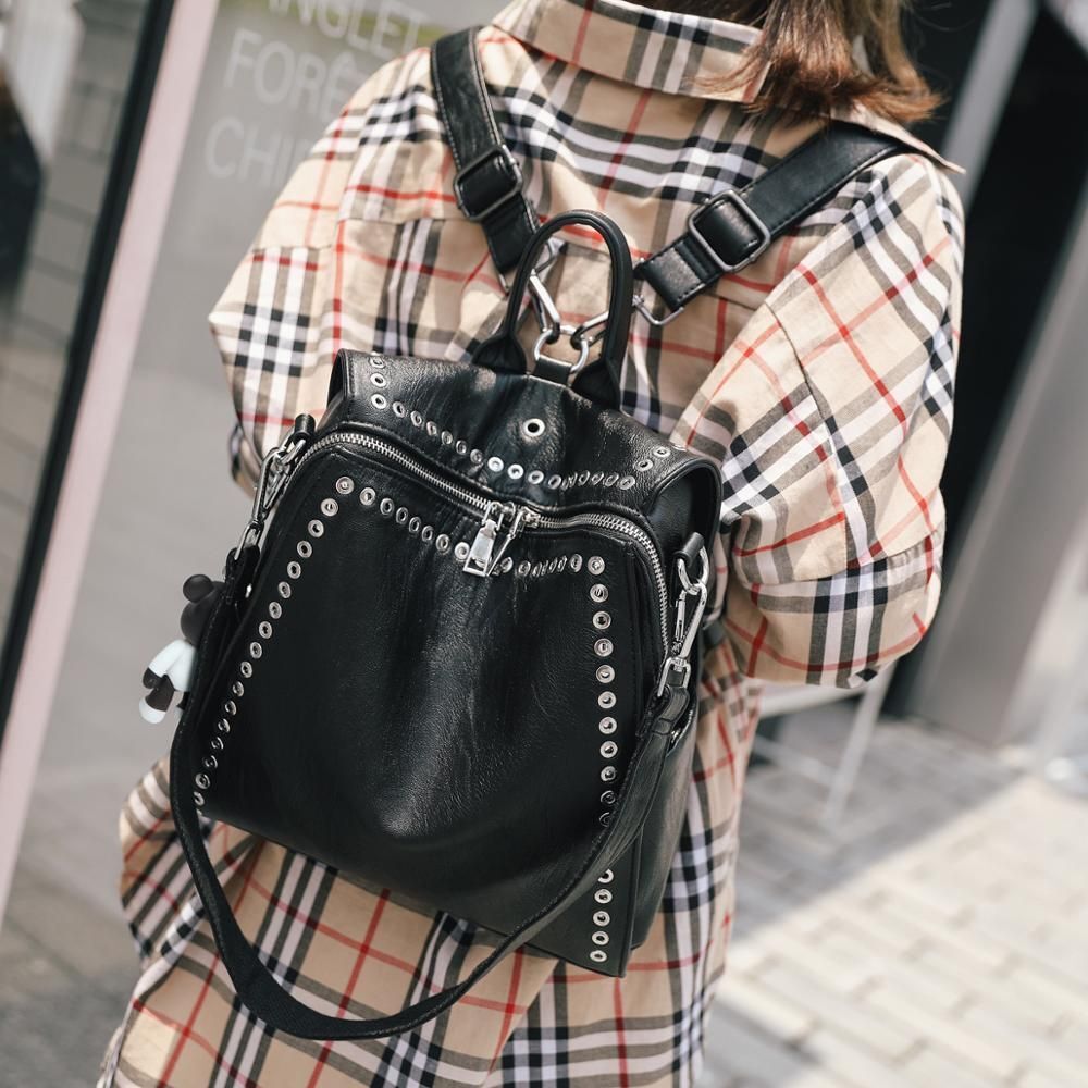 Genuine Leather Backpack Multifunctional Traveling Schoolbag 23*12*24/27*13*27CM