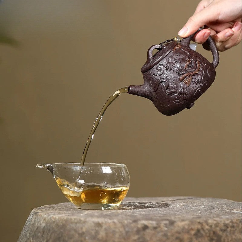 320ml Yixing Purple Clay Handmade Jin Lion Tea Pot Tea Kettle Chinese Teaware