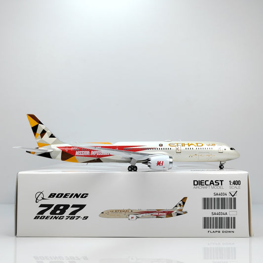 1:400 JC Wings ETIHAD BOEING B787-9 Passenger Airplane Diecast Model
