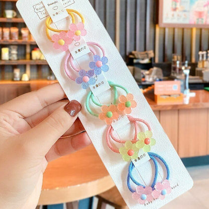 Hair Bands 10/20 Pcs/Bag Shiny Flowers Baby Scrunchies Rubber Kids Accessories