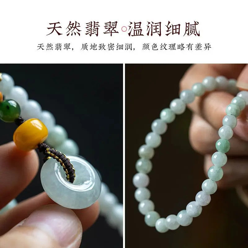 Exquisitely Chinese Retro Natural Jade Pingan Buckle Keychain Auspicious Pendant