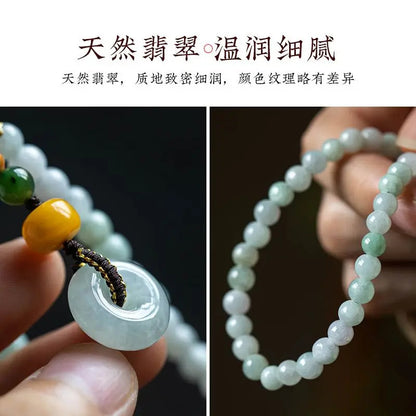 Exquisitely Chinese Retro Natural Jade Pingan Buckle Keychain Auspicious Pendant