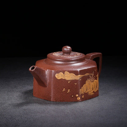 Chinese Yixing Zisha Clay Handmade Exquisite Teapot （六方 底款：荆溪华凤翔制）