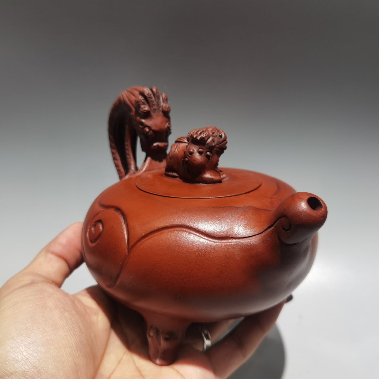 Chinese Yixing Zisha Clay Exquisite Dragon Statue Zisha Teapot Tea Set