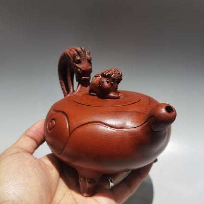 Chinese Yixing Zisha Clay Exquisite Dragon Statue Zisha Teapot Tea Set