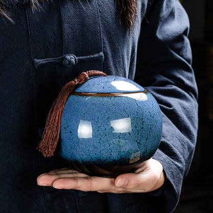 Creative Spherical Ceramic Tea Caddy Tea Set Household Large-Capacity Sealed