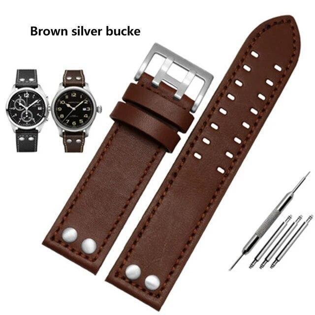 Genuine Leather Watches Straps For Hamilton Khaki Aviation H77755533 H77616533