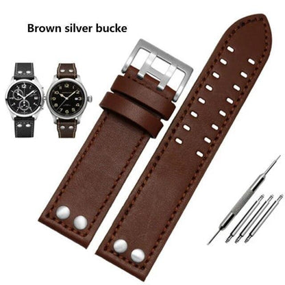 Genuine Leather Watches Straps For Hamilton Khaki Aviation H77755533 H77616533