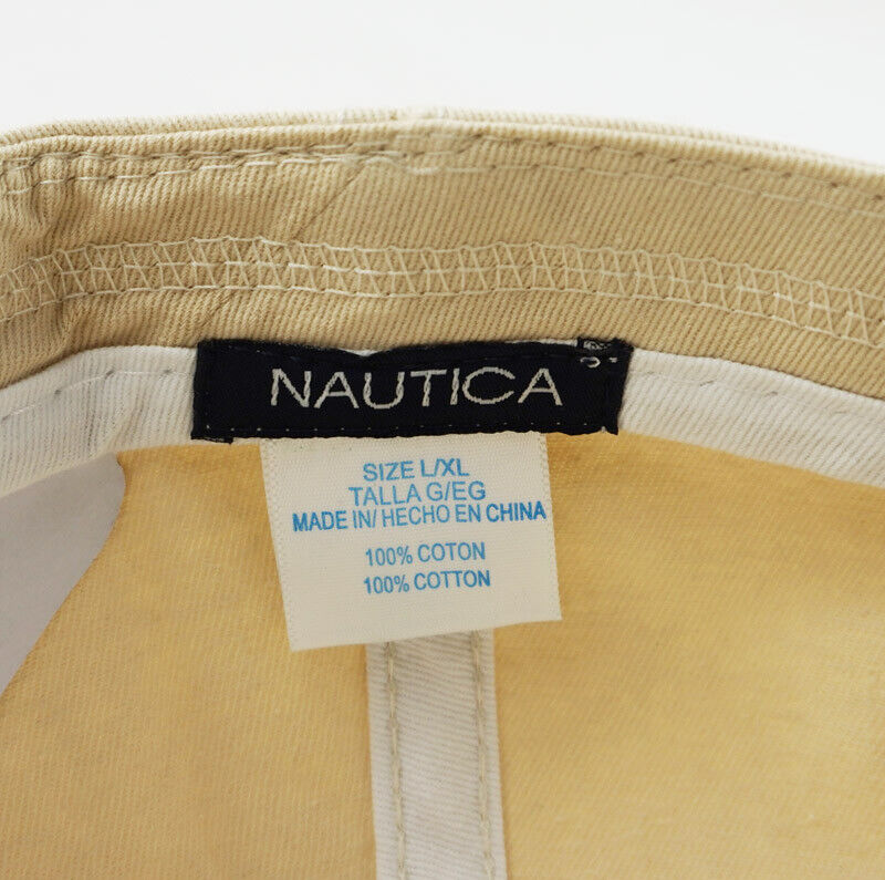 Nautica Hat 100% Cotton Mens Unisex Golf Sport Baseball Cap Beige Adjustable