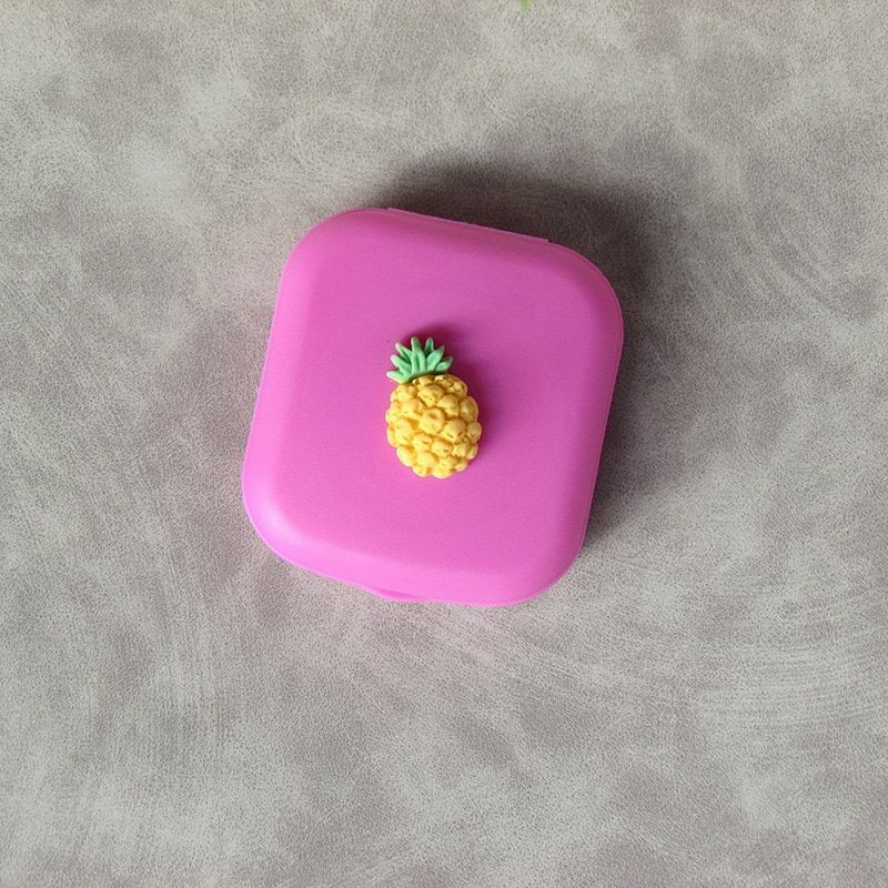 Contact Lens Case Box Mirror Women Mini Square Lovely Eyes Container Bag Travel