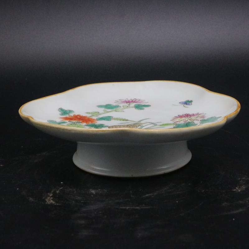 Old Chinese Qing Tongzhi porcelain Color Painted flower & bird plate