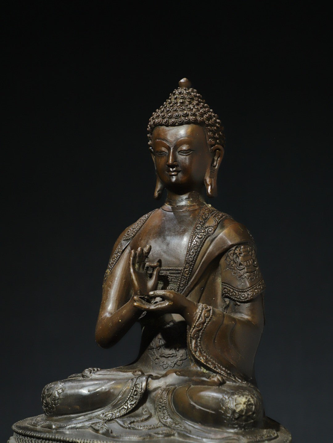 Antique Shakyamuni Buddha Statue Copper Figure Rare Tibetan Altar Sculpture