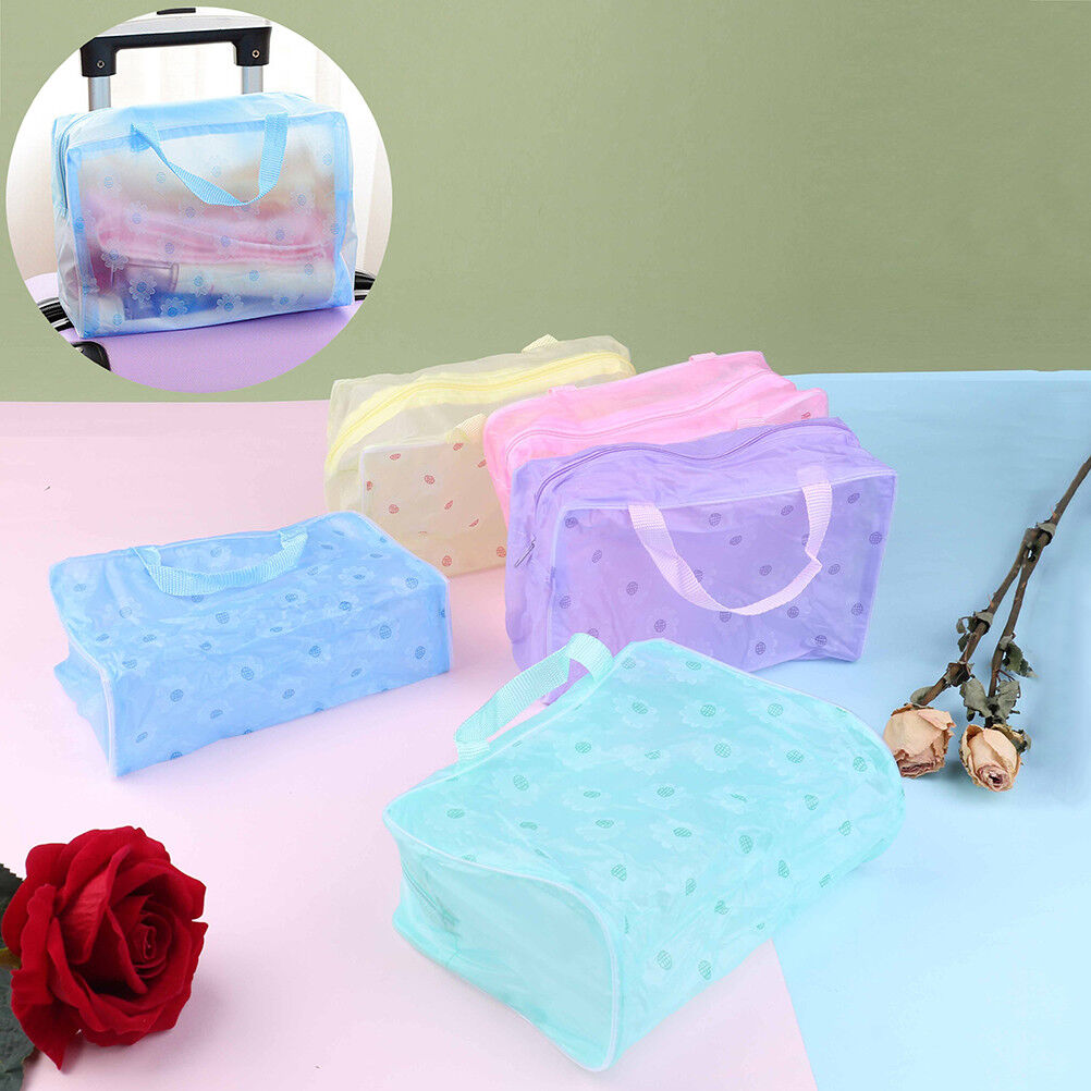 Clear Transparent Plastic PVC Travel Makeup Bag Cosmetic Toiletry Zip Pouch-ca
