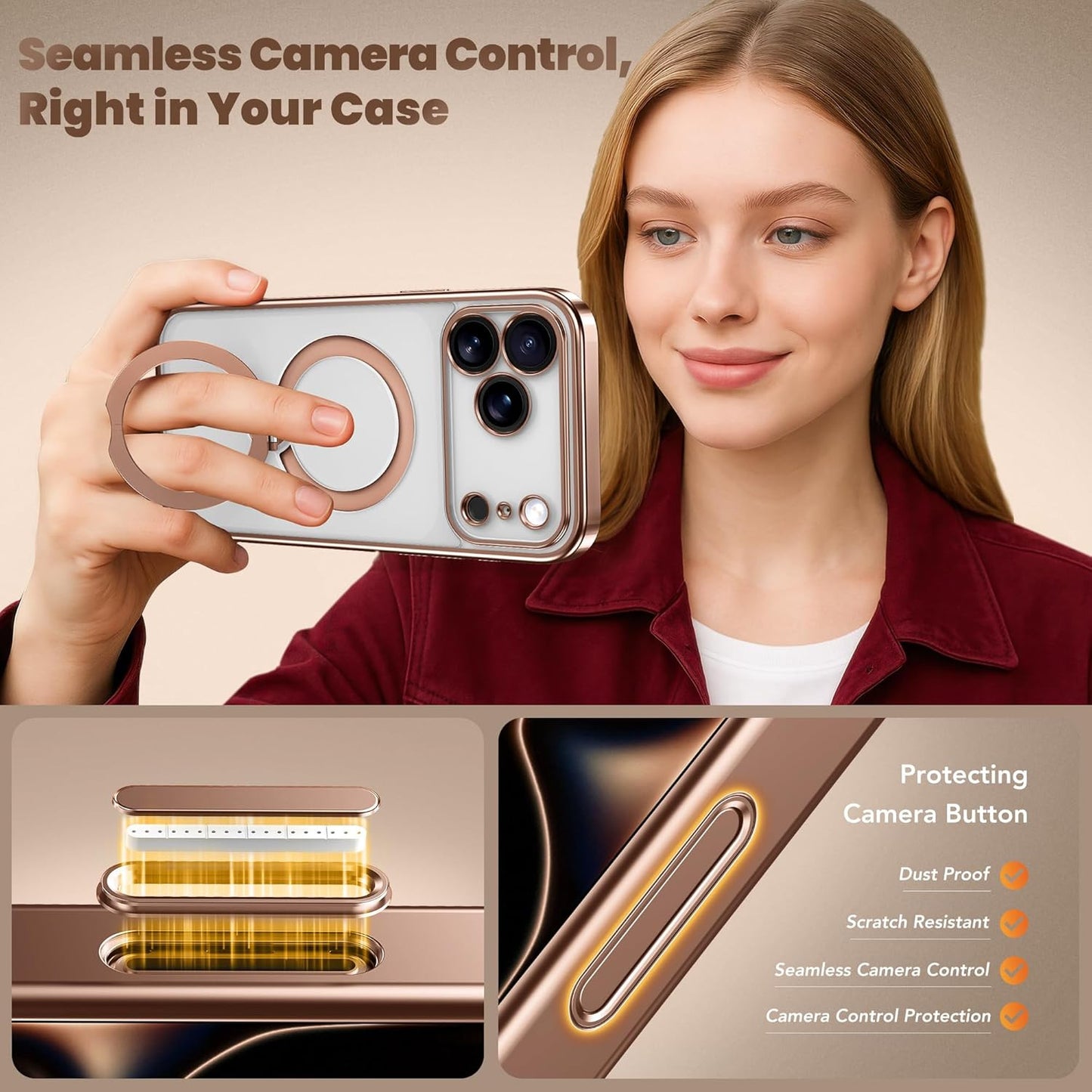 for Iphone 17 Pro Case with 360° Spin Magnetic Stand,[Compatible with Magsafe] [