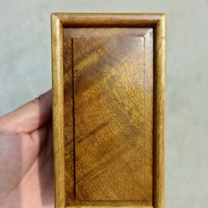 Golden Nanmu Jewelry Box 12×6.5×6.3cm Retro Rectangular Walnut Storage Case