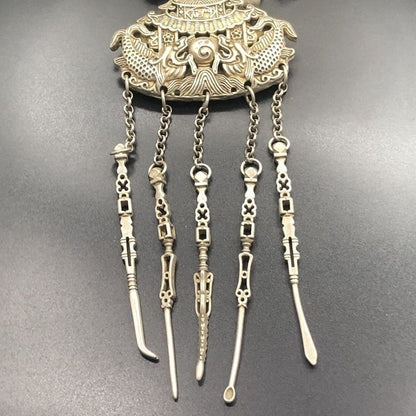 Vintage Silver-Tone Carp Dragon Gate Pendant Collectible