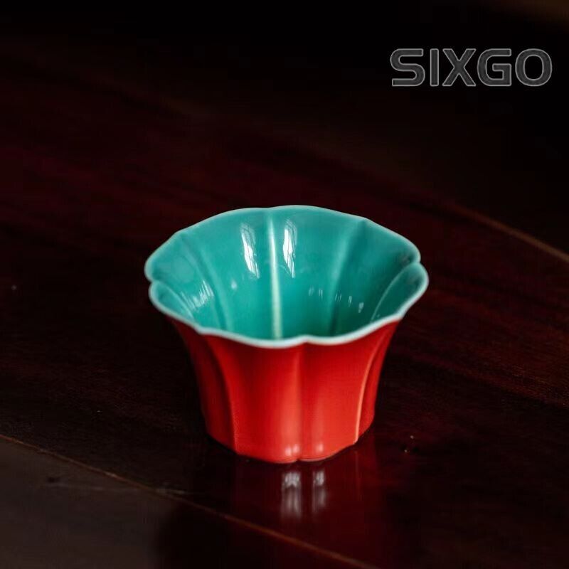 Chinese Jingdezhen Porcelain Tea Cup red Petal