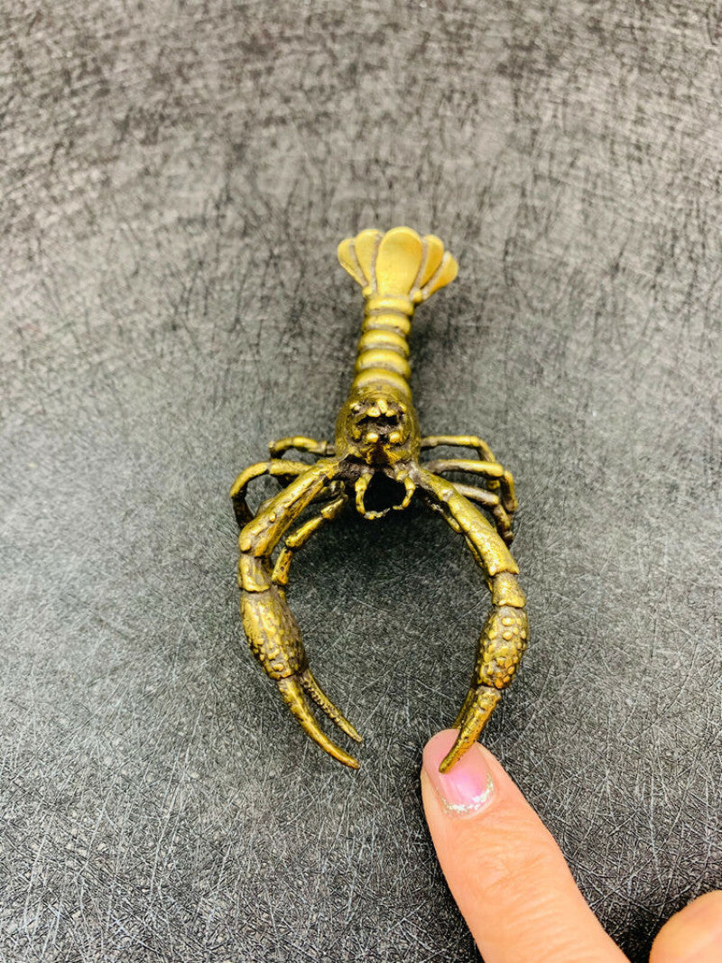 Brass Statue Lobster Office Desk Decorative Tea Pet Gifts Collection