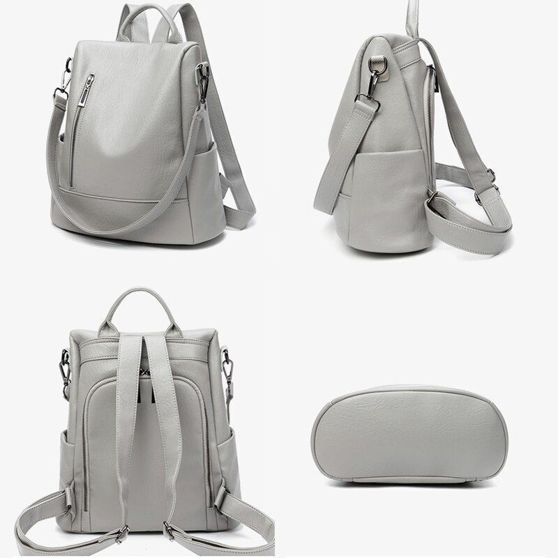 Backpack Soft Leather Large Bag Traveling Laptop Bags Polyester Hasp Zipper 1 PC