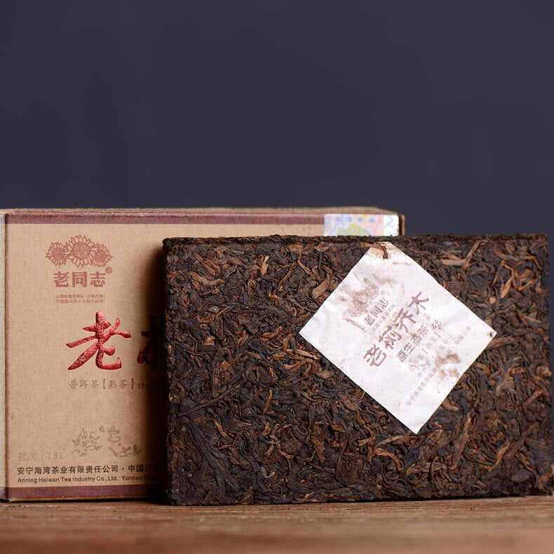 Haiwan Old Tea Puer Tea "Lao Shu Qiao Mu" Pu-erh Ripe Pu Er Brick 250g/8.8oz