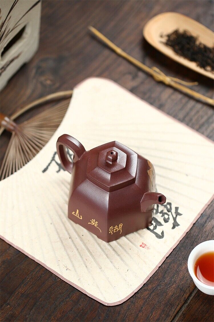 260cc Chinese Yixing Handmade Purple Sand Tea Pot Di High Definition Clay Gongdengfu Tea Pot-