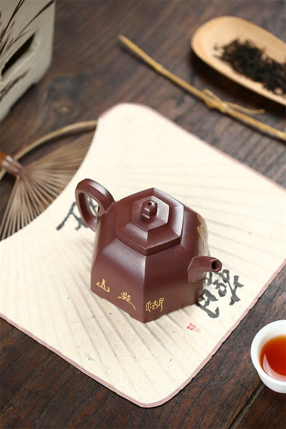 260cc Chinese Yixing Handmade Purple Sand Tea Pot Di High Definition Clay Gongdengfu Tea Pot-