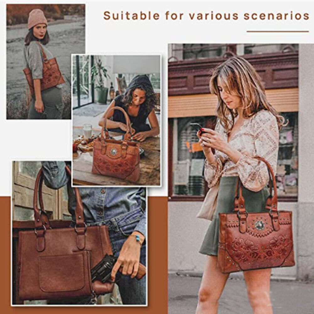Women Tote Bag Leather Concealed Carry Purse Handle Shoulder Handbag Bag Wallet