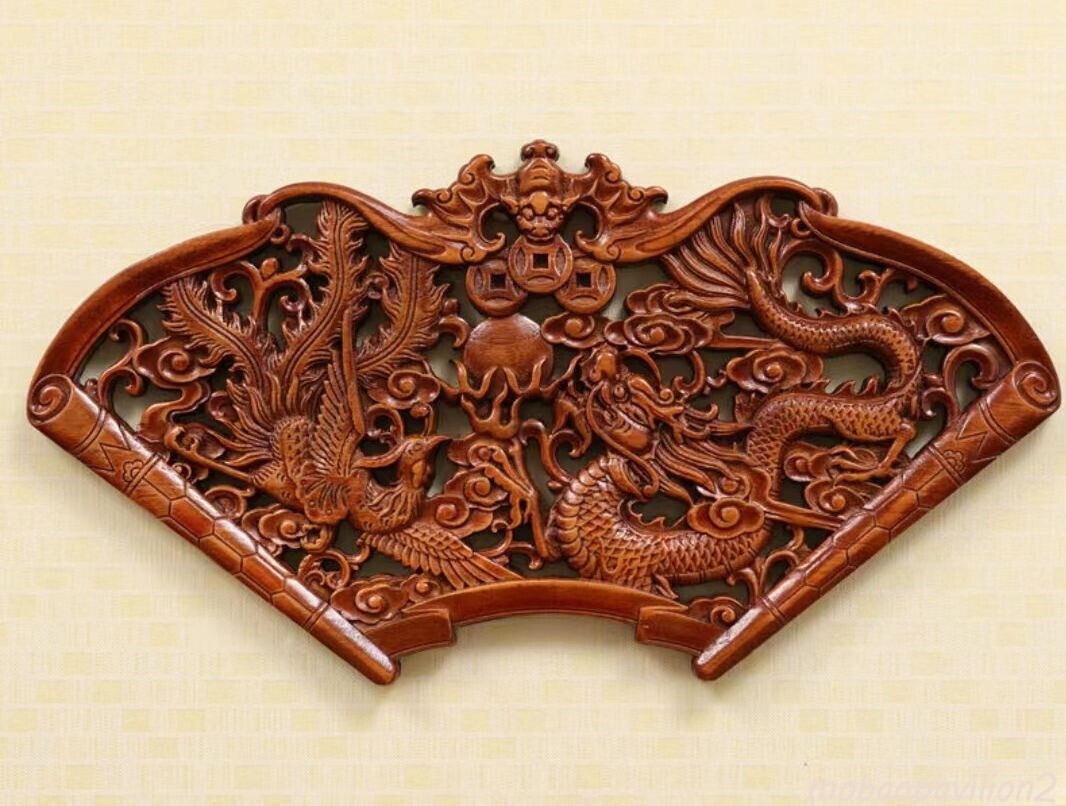 HAND WORK OLD EFFECT XIANG ZHANG SCULPTOR WOOD CARVED DRAGON WALL PANEL Decor