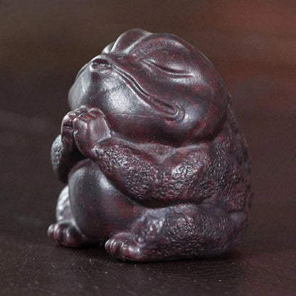 Purple Clay Toad Tea Pet 6cm 2.4in Exquisite Desktop Decor Mini Statue