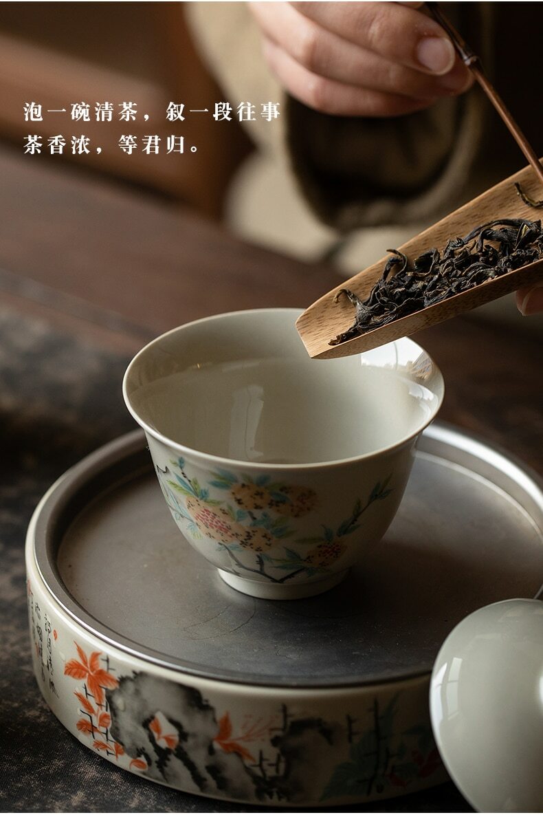 120ml Ceramic Gaiwan Pomegranate Tureen Teaware Chinese Cup Bowl Kung Fu Tea Set