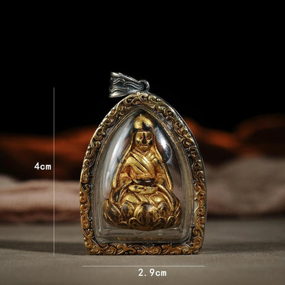 Tibetan Gau Box Pendant Lotus Carving Handcrafted Necklace Accessory