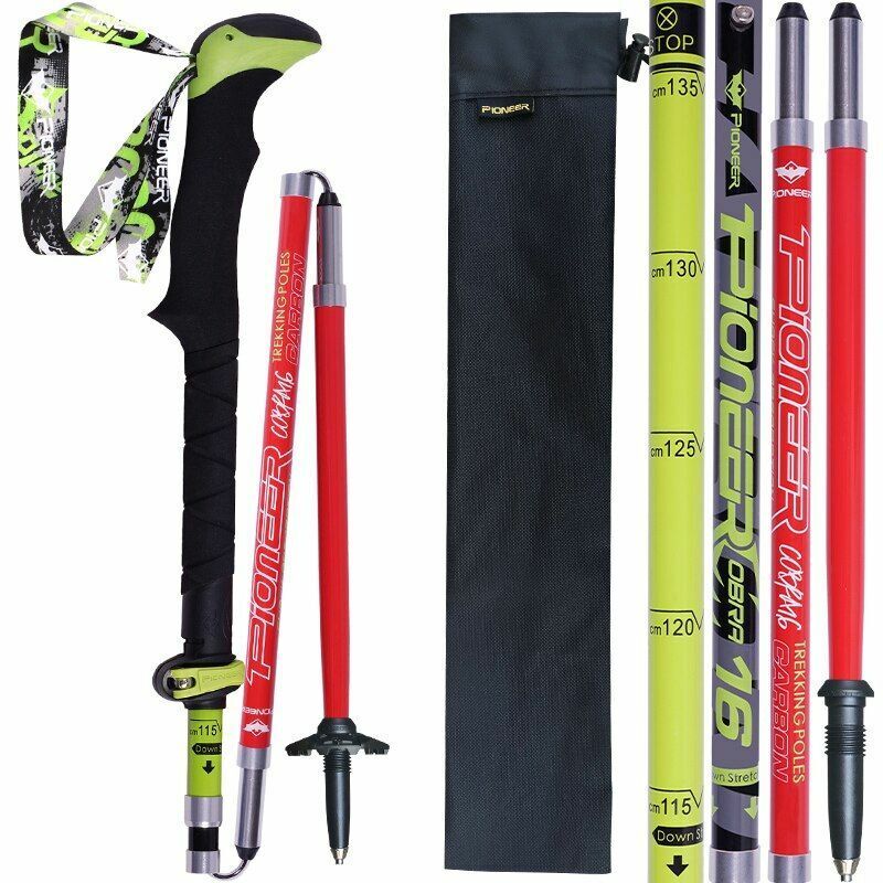Carbon Fiber Walking Sticks Folding Trekking Poles Outdoor Camping Hiking Trail