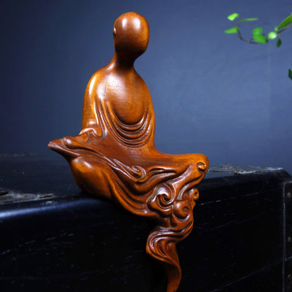 Chinese Natural Boxwood Hand Carved Exquisite Buddha Statue
