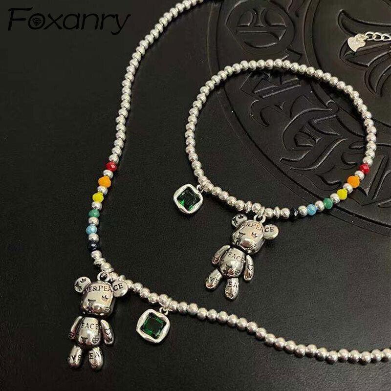 Collar De Plata Esterlina 925 Pulsera De Tendencia Cadena Con Diseño De Oso Joya