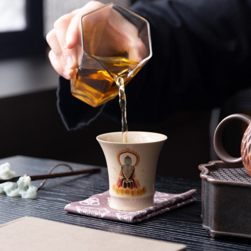 Noctilucent Design Chinese Porcelain Tea Cup Ceramic Buddha Style Master Cup New