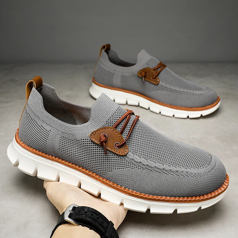 Men Casual Mesh Shoes Loafers Summer Breathable Light Weight Big Foot