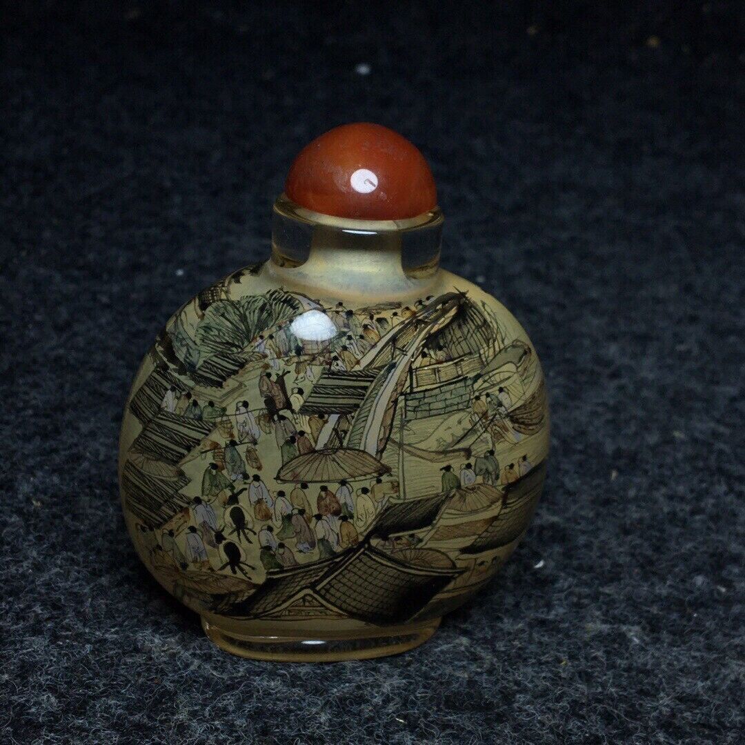 Ancient Chinese handmade interior painting ancient glazed snuff bottle