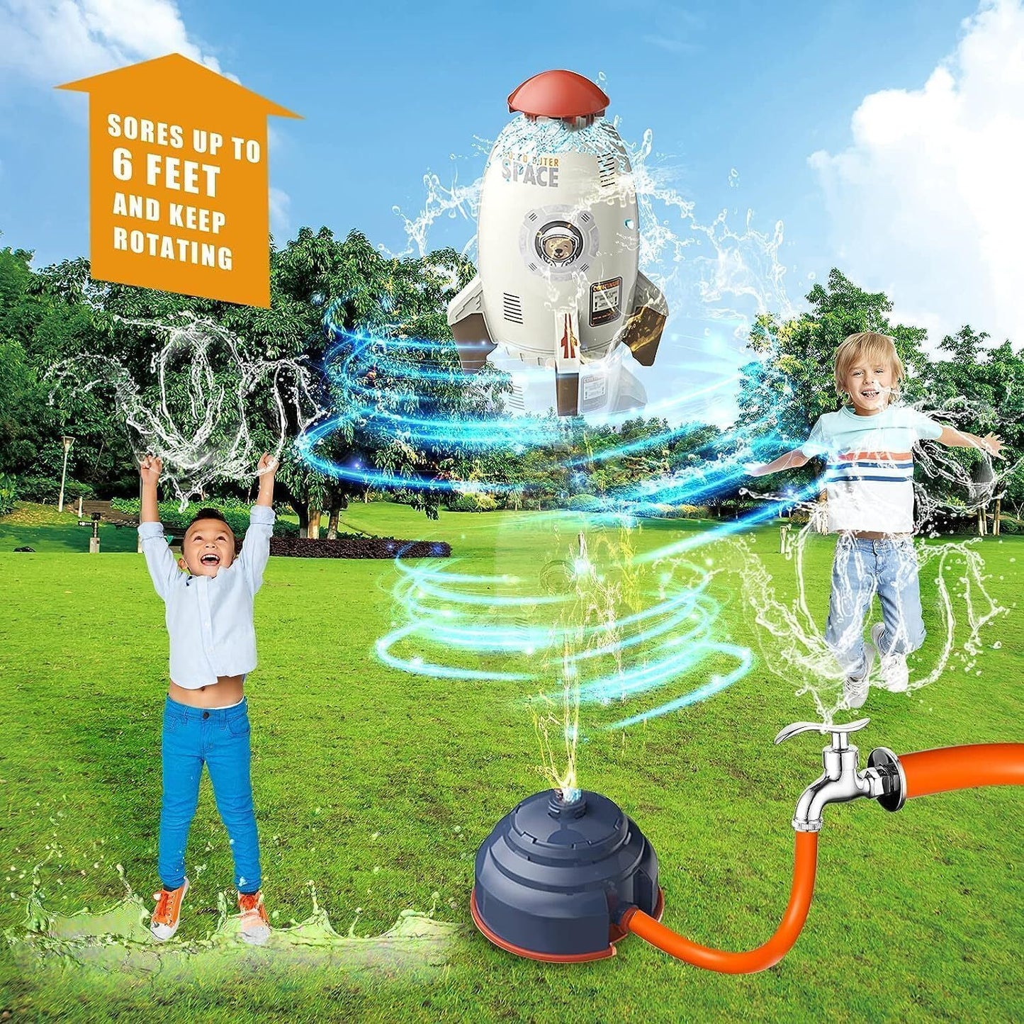Rocket Launcher Outdoor Water Toys, Kids Sprinkler, Holiday & Birthday