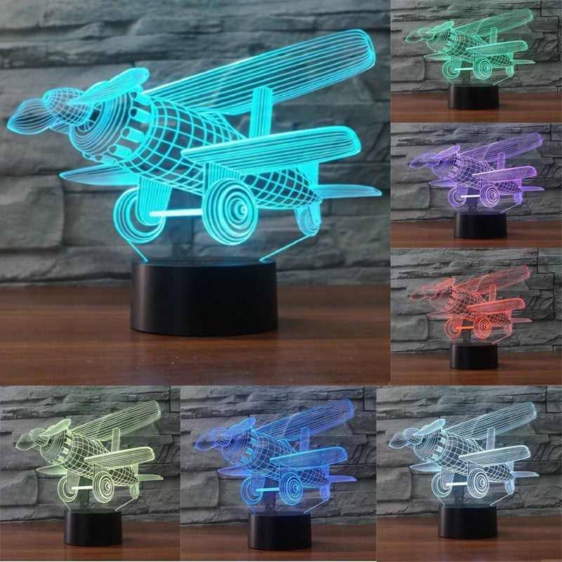 New Desk Table Lamp Airplane 3D illusion Night Light 7 Changing Colors LED Touch