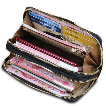 Cowhide Wallet Long Double Zipper Large Clutch Coin Purse Card Holder Phone Bag