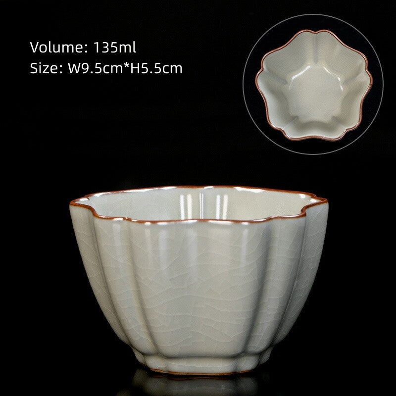 Boutique Ruyao Craft Tea Cup One Piece Crackle Glaze Porcelain Master Cup Marked